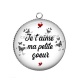 Pendentif Cabochon Argent -  je t'aime ma petite soeur