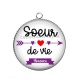 Pendentif Cabochon Argent - soeur pour la vie forever