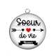 Pendentif Cabochon Argent - soeur pour la vie forever