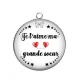Pendentif Cabochon Argent - je t'aime ma grande soeur