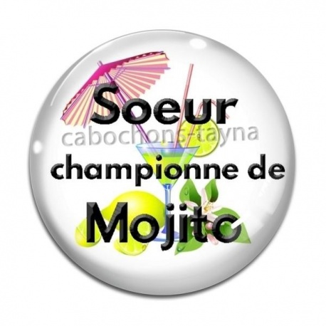 Cabochon Verre - soeur championne de Mojito