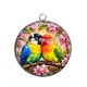 Pendentif Cabochon Argent - perruche