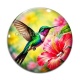 Cabochon Verre - oiseau colibri