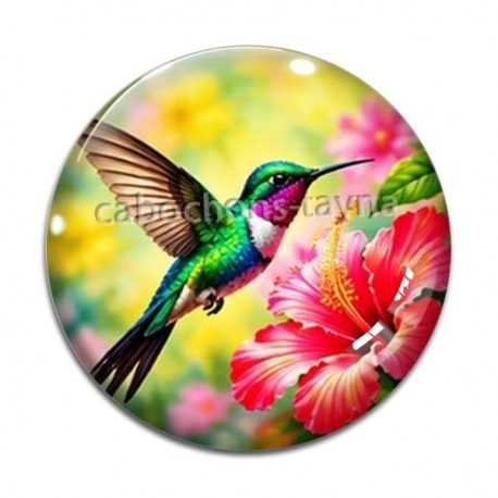 Cabochon Verre - oiseau colibri