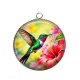 Pendentif Cabochon Argent - oiseau colibri