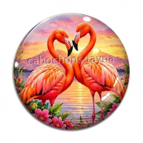 Cabochon Verre - flament rose