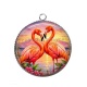 Pendentif Cabochon Argent - flament rose