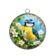 Pendentif Cabochon Argent - oiseaux