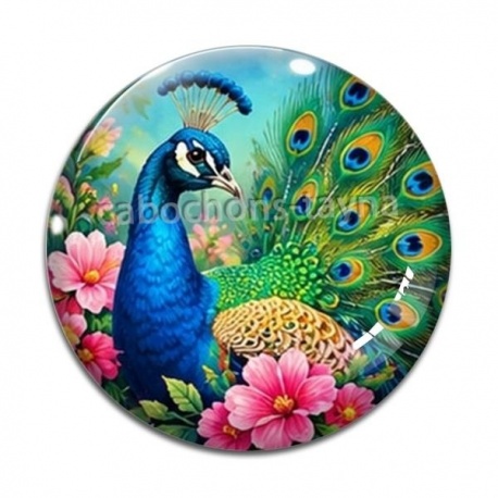 Cabochon Verre - paon