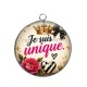 Pendentif Cabochon Argent - je suis unique
