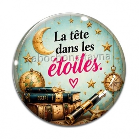 Cabochon Verre - la tete dans les etoiles