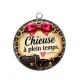 Pendentif Cabochon Argent - chieuse à plein temps