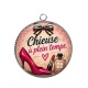 Pendentif Cabochon Argent - chieuse à plein temps
