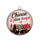 Pendentif Cabochon Argent - chieuse à plein temps