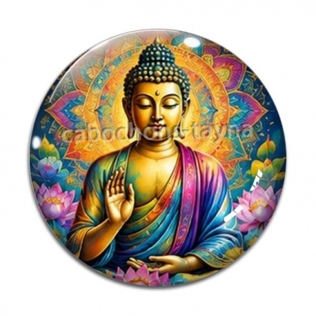 Cabochon Verre - bouddha méditation