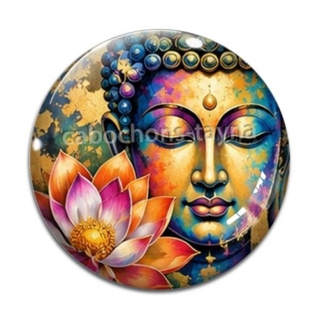 Cabochon Verre - bouddha méditation