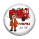 Cabochon Verre - pompier au top