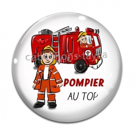 Cabochon Verre - pompier au top