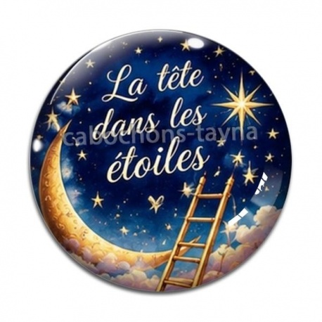 Cabochon Verre - la tête dans les étoiles
