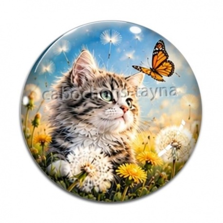 Cabochon Verre - chat 