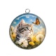 Pendentif Cabochon Argent - chat 