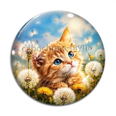 Cabochon Verre - chat