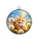 Pendentif Cabochon Argent - chat