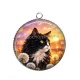 Pendentif Cabochon Argent - chat