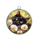 Pendentif Cabochon Argent - chat