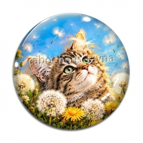 Cabochon Verre - chaton fleur