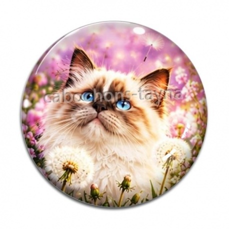 Cabochon Verre - chaton fleur