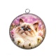 Pendentif Cabochon Argent - chaton fleur