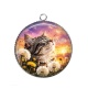 Pendentif Cabochon Argent - chat