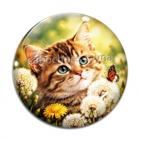 Cabochon Verre - chaton fleur
