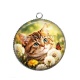 Pendentif Cabochon Argent - chaton fleur