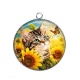 Pendentif Cabochon Argent - chat tournesol