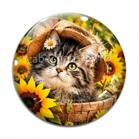 Cabochon Verre - chaton tournesol
