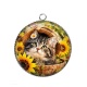 Pendentif Cabochon Argent - chaton tournesol