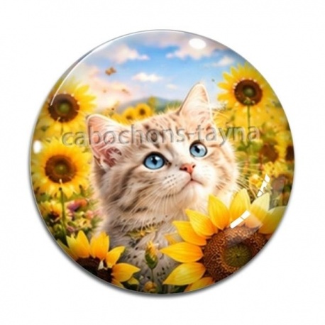 Cabochon Verre - chaton tournesol