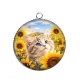 Pendentif Cabochon Argent - chaton tournesol