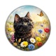 Cabochon Résine - chat fleur