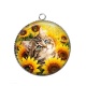 Pendentif Cabochon Argent - chaton tournesol