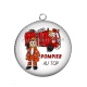 Pendentif Cabochon Argent - pompier au top