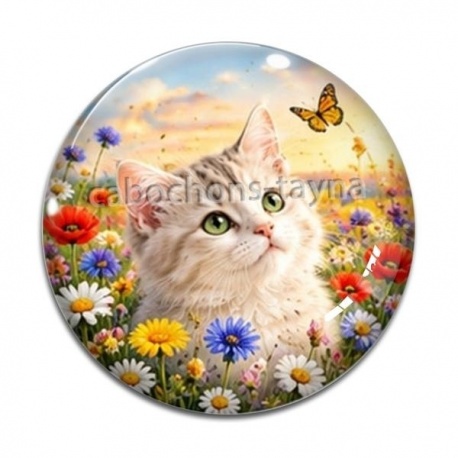 Cabochon Verre - chaton fleur