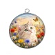 Pendentif Cabochon Argent - chaton fleur