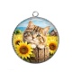 Pendentif Cabochon Argent - chaton tournesol