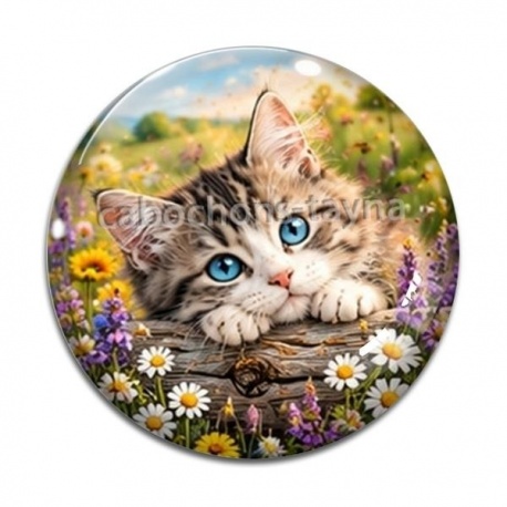 Cabochon Verre - chaton fleur