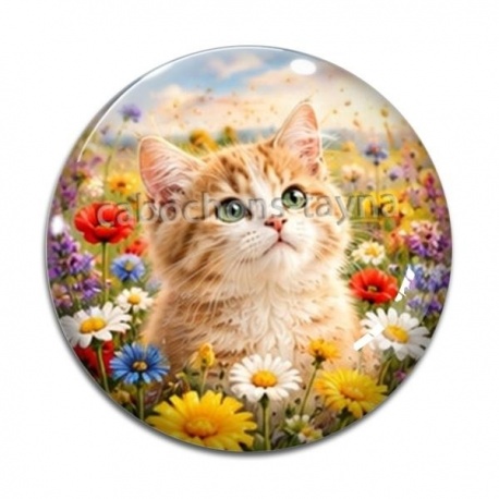 Cabochon Verre - chaton fleur