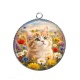 Pendentif Cabochon Argent - chaton fleur