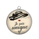 Pendentif Cabochon Argent - je suis unique